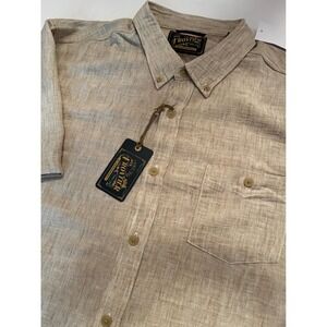 Frontier Threads Weatherproof Faux Linen Short Sleeve Button Up Shirt Tan 2XL